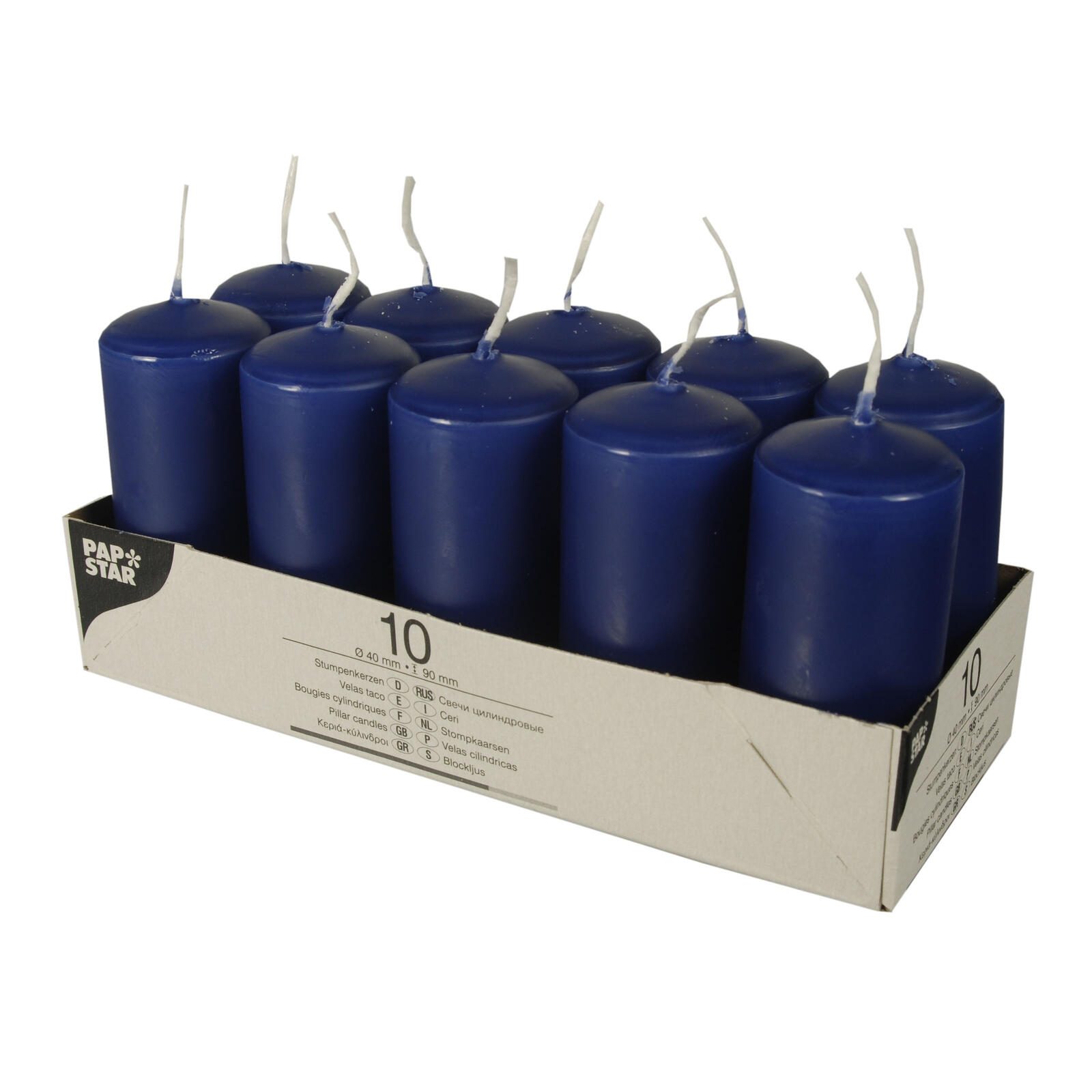 PAPSTAR Stumpenkerzen 9 cm dunkelblau