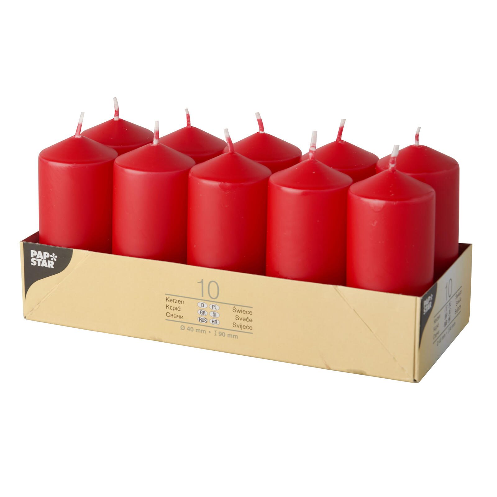 PAPSTAR Stumpenkerzen 9 cm rot