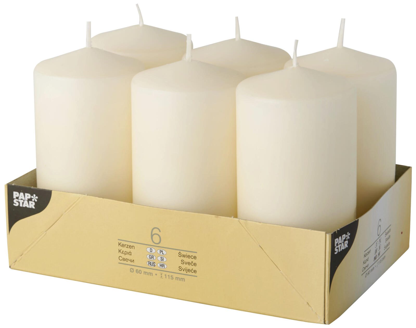 PAPSTAR Stumpenkerze 11.5 cm creme
