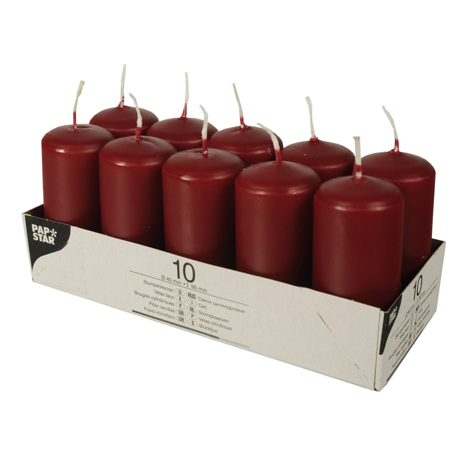 PAPSTAR Stumpenkerzen 9 cm bordeaux