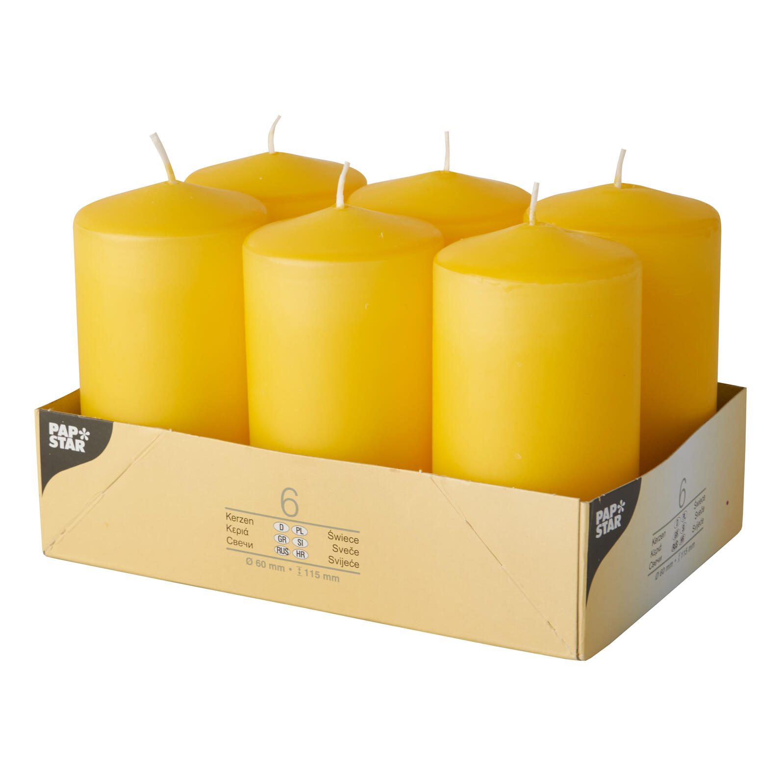 PAPSTAR Stumpenkerze 11.5 cm goldgelb