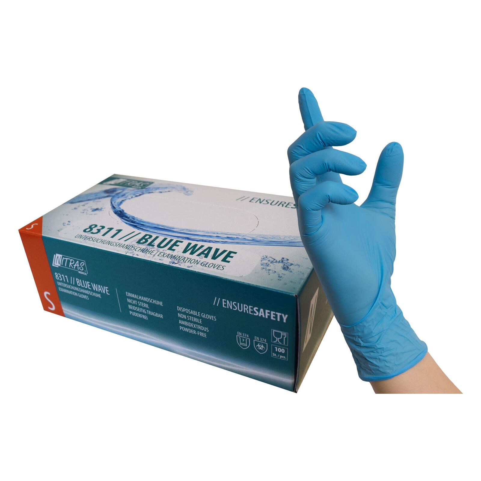 NITRAS® Einmalhandschuhe BLUE WAVE L blau