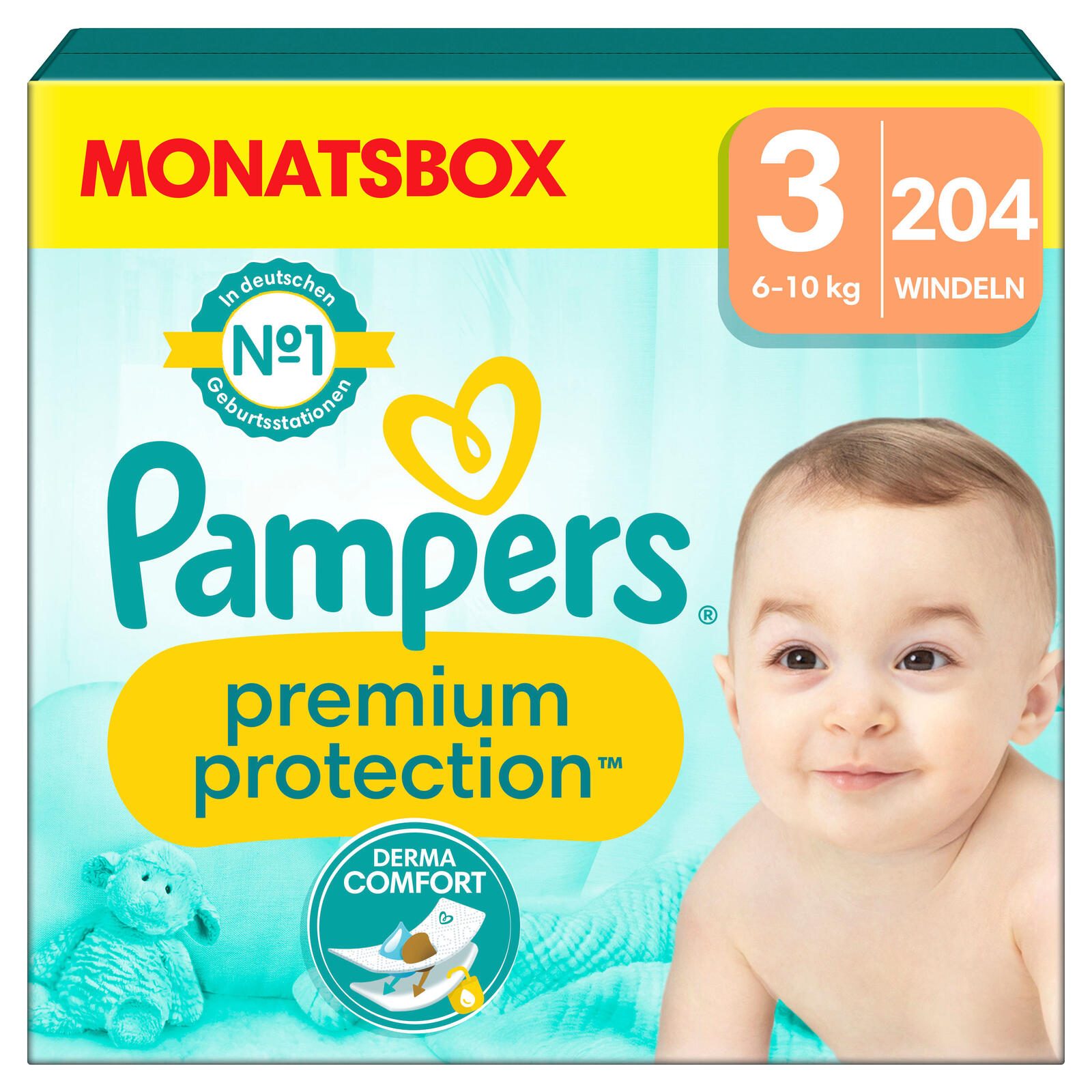 Pampers® Windeln Premium Protection Größe 3 (6-10kg) für Babys und Kleinkinder (4-18 Monate)