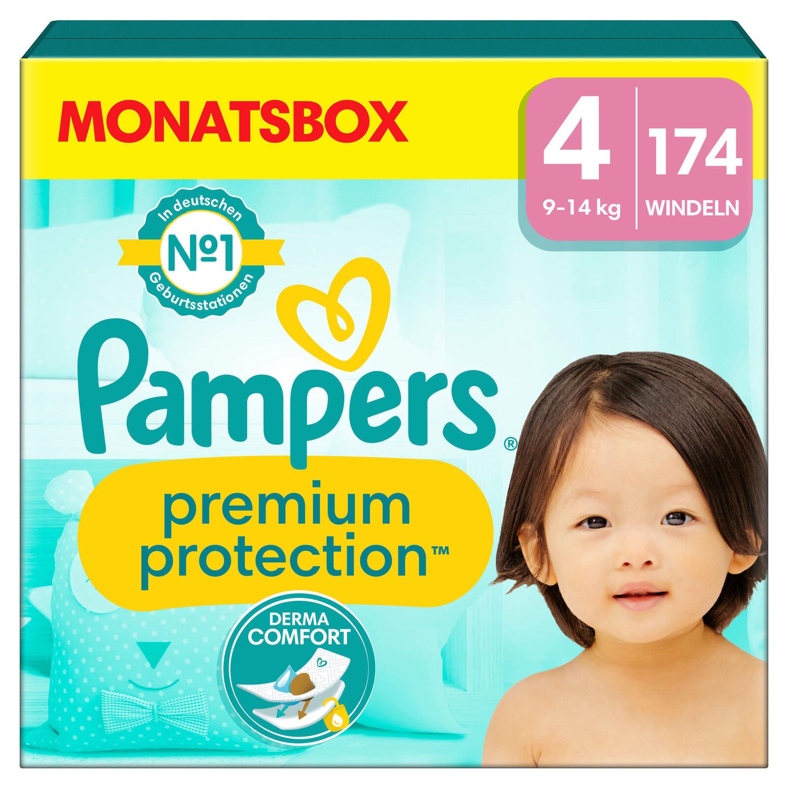 Pampers® Windeln Premium Protection Größe 4 (9-14kg) für Babys und Kleinkinder (4-18 Monate)