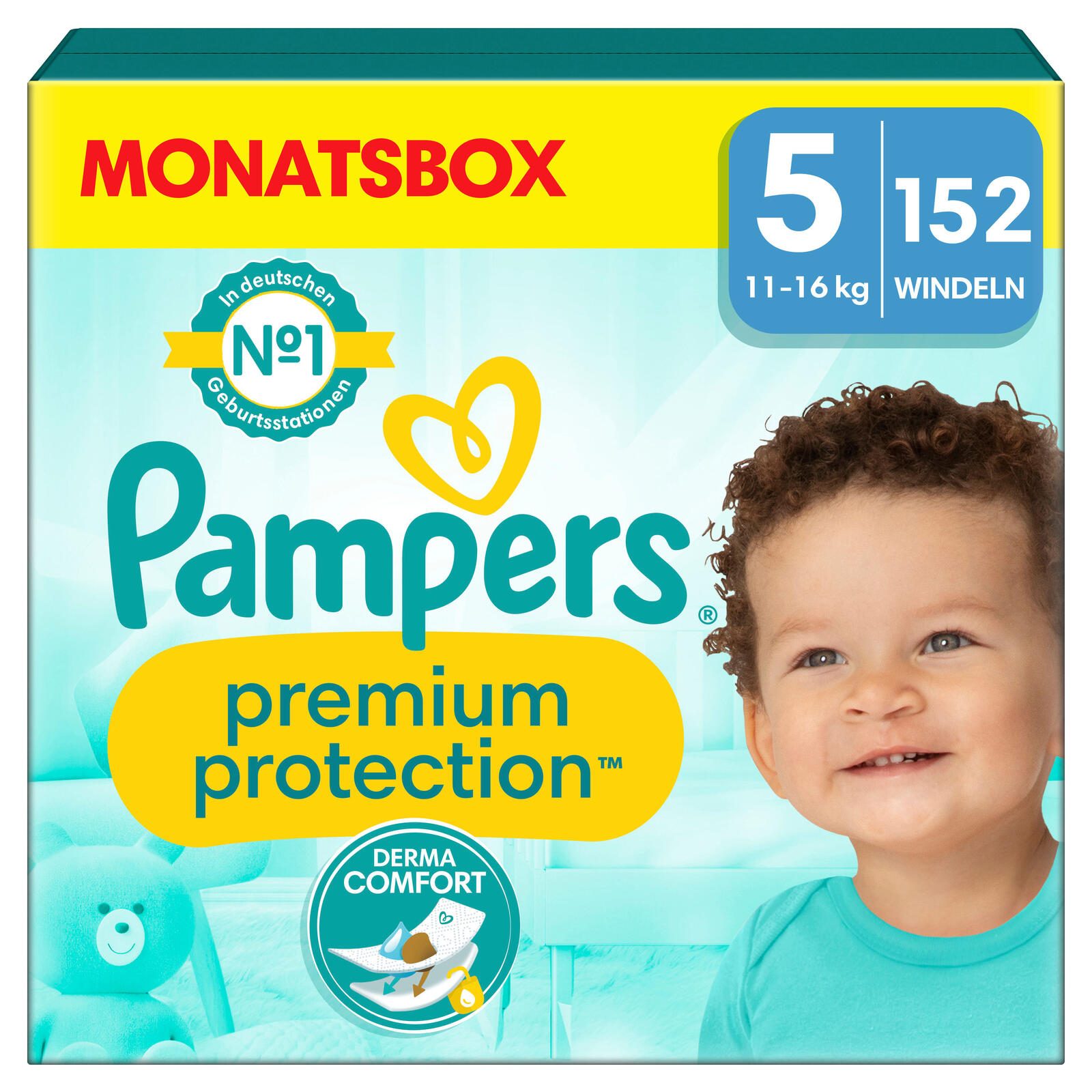 Pampers® Windeln Premium Protection Größe 5 (11-16kg) für Babys und Kleinkinder (4-18 Monate)