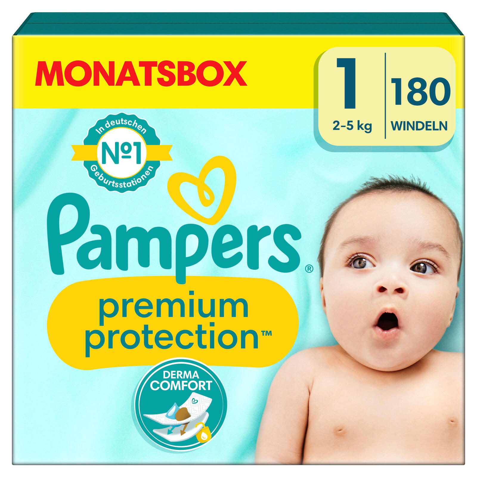 Pampers® Windeln Premium Protection Größe 1 (2-5kg) für Neugeborene (0-3 Monate)