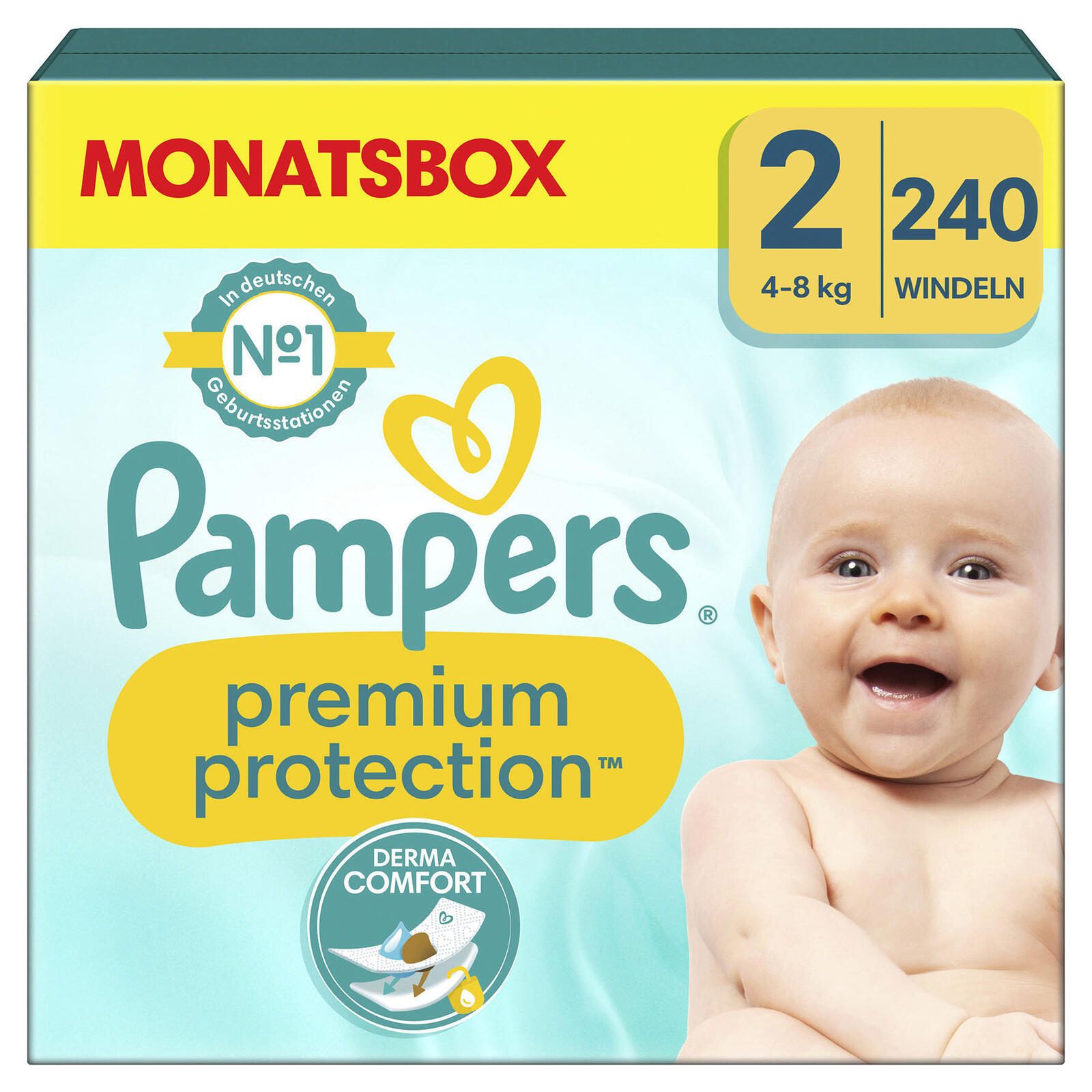 Pampers® Windeln Premium Protection Größe 2 (4-8kg) für Neugeborene (0-3 Monate)