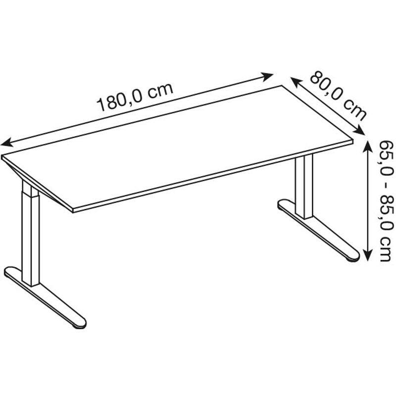 HAMMERBACHER höhenverstellbarer Schreibtisch VXB19/6/SS buche, silber
