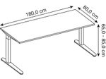 HAMMERBACHER höhenverstellbarer Schreibtisch VXB19/6/SS buche, silber