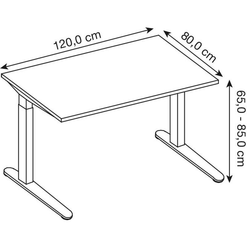 HAMMERBACHER höhenverstellbarer Schreibtisch VXB12/3/WW ahorn, weiß