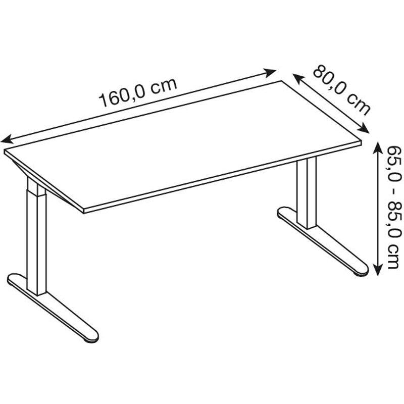 HAMMERBACHER höhenverstellbarer Schreibtisch VXB16/3/WW ahorn, weiß