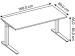 HAMMERBACHER höhenverstellbarer Schreibtisch VXB16/3/WW ahorn, weiß