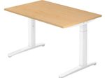 HAMMERBACHER höhenverstellbarer Schreibtisch VXB12/3/WW ahorn, weiß