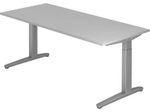 HAMMERBACHER höhenverstellbarer Schreibtisch VXB19/5/SS lichtgrau, silber