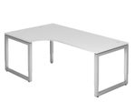 HAMMERBACHER VRS82/W/S höhenverstellbarer Schreibtisch 65 - 85 cm weiß / silber