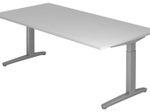HAMMERBACHER höhenverstellbarer Schreibtisch VXB2E/5/SS lichtgrau, silber