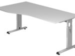 HAMMERBACHER VOS18/5/S höhenverstellbarer Schreibtisch 65 - 85 cm lichtgrau / silber