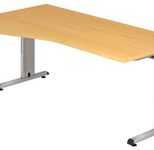 HAMMERBACHER VOS18/6/S höhenverstellbarer Schreibtisch 65 - 85 cm Silber / silber