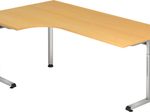 HAMMERBACHER VOS82/6/S höhenverstellbarer Schreibtisch 65 - 85 cm buche / silber