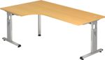 HAMMERBACHER VOS82/6/S höhenverstellbarer Schreibtisch 65 - 85 cm buche / silber
