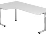 HAMMERBACHER VOS82/W/S höhenverstellbarer Schreibtisch 65 - 85 cm weiß / silber