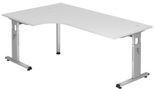 HAMMERBACHER VOS82/W/S höhenverstellbarer Schreibtisch 65 - 85 cm weiß / silber