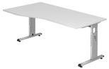 HAMMERBACHER VOS18/W/S höhenverstellbarer Schreibtisch 65 - 85 cm weiß / silber