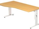 HAMMERBACHER VOS18/6/W höhenverstellbarer Schreibtisch 65 - 85 cm Weiß / weiß