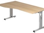 HAMMERBACHER VOS18/E/S höhenverstellbarer Schreibtisch 65 - 85 cm Silber / silber