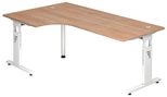 HAMMERBACHER VOS82/N/W höhenverstellbarer Schreibtisch 65 - 85 cm nussbaum / weiß