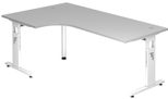 HAMMERBACHER VOS82/5/W höhenverstellbarer Schreibtisch 65 - 85 cm lichtgrau / weiß