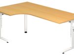 HAMMERBACHER VOS82/6/W höhenverstellbarer Schreibtisch 65 - 85 cm buche / weiß