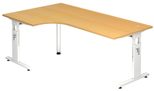 HAMMERBACHER VOS82/6/W höhenverstellbarer Schreibtisch 65 - 85 cm buche / weiß