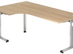 HAMMERBACHER VOS82/E/S höhenverstellbarer Schreibtisch 65 - 85 cm eiche / silber