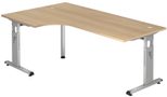 HAMMERBACHER VOS82/E/S höhenverstellbarer Schreibtisch 65 - 85 cm eiche / silber