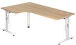 HAMMERBACHER VOS82/E/W höhenverstellbarer Schreibtisch 65 - 85 cm eiche / weiß
