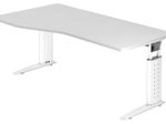 HAMMERBACHER VUS18/W/W höhenverstellbarer Schreibtisch 68 - 86 cm Weiß / silber