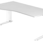HAMMERBACHER VUS18/W/W höhenverstellbarer Schreibtisch 68 - 86 cm Weiß / silber