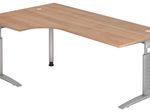 HAMMERBACHER VUS82/N/S höhenverstellbarer Schreibtisch 68 - 86 cm nussbaum / silber