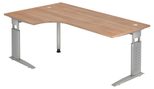 HAMMERBACHER VUS82/N/S höhenverstellbarer Schreibtisch 68 - 86 cm nussbaum / silber