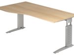 HAMMERBACHER VUS18/E/S höhenverstellbarer Schreibtisch 68 - 86 cm eiche / silber