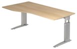 HAMMERBACHER VUS18/E/S höhenverstellbarer Schreibtisch 68 - 86 cm eiche / silber