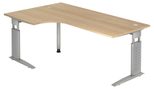 HAMMERBACHER VUS82/E/S höhenverstellbarer Schreibtisch 68 - 86 cm eiche / silber