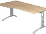 HAMMERBACHER VFS18/E/S höhenverstellbarer Schreibtisch 65 - 85 cm Eiche / silber
