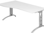 HAMMERBACHER VFS18/W/S höhenverstellbarer Schreibtisch 65 - 85 cm weiß / silber