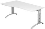 HAMMERBACHER VFS18/W/S höhenverstellbarer Schreibtisch 65 - 85 cm weiß / silber