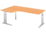 HAMMERBACHER VUS82/6/S höhenverstellbarer Schreibtisch 68 - 86 cm buche / silber