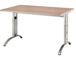 HAMMERBACHER VFS12/N/S höhenverstellbarer Schreibtisch 65 - 85 cm Nussbaum / silber