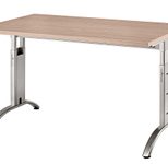 HAMMERBACHER VFS12/N/S höhenverstellbarer Schreibtisch 65 - 85 cm Nussbaum / silber