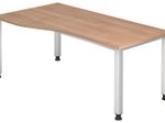 HAMMERBACHER VQS18/N/S höhenverstellbarer Schreibtisch 68,5 - 81 cm Nussbaum / silber